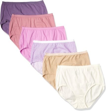 Hanes Women’s Just My Size High-Waist Cotton Brief Underwear, High-Rise Brief, 6-Pack (Colors May Vary)