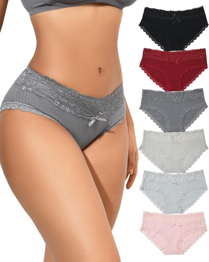 Aijolen Cotton Underwear for Women Breathable Lace Bikini Panties Ladies Hipster Underpants S-XL