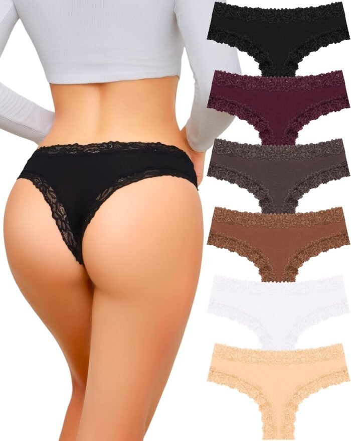 UNDER THE SEA Cotton Underwear for Women Sexy Lace Hipster Panties Low Rise Breathable Brazilian Womens Cheeky 6 Pack S-XL