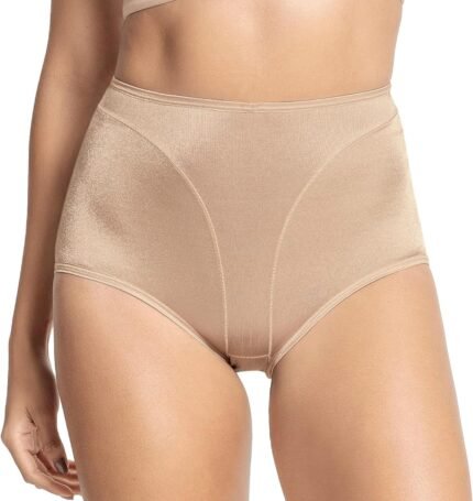 Leonisa High Cut Brief Super Comfy Panty Shaper – Soft Tummy Control Classic Underwear for Women Beige