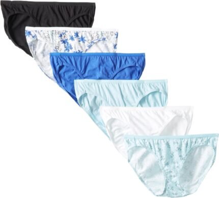 Fruit of the Loom womens Tag Free Cotton Panties bikini underwear, 6 Pack – Assorted Colors, 9 US