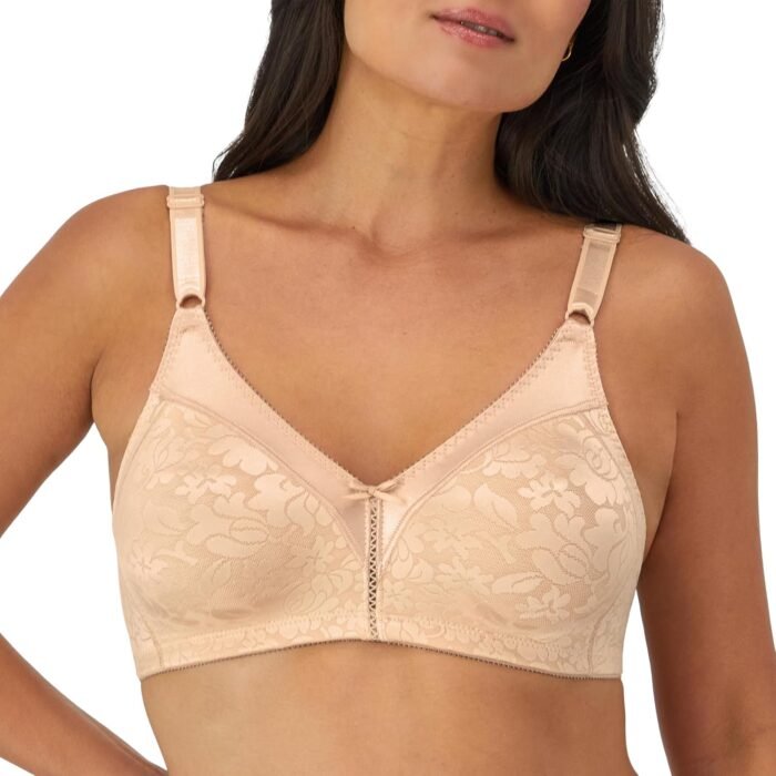 Bali Women’s Double Support Wireless, Lace Bra with Stay-in-Place Straps, Full-Coverage