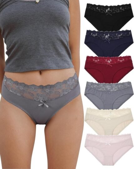 Aijolen Cotton Underwear for Women Bikini Panties Sexy Breathable Hipster with Lace Waist Multipack Aijolen Cotton Underwear for Women Bikini Panties Sexy Breathable Hipster with Lace Waist Multipack