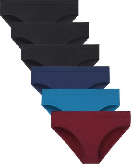 Womens Bikini Panties Seamless Underwear, Soft Stretch Cheekini Hipster Briefs 6 Pack Womens Bikini Panties Seamless Underwear, Soft Stretch Cheekini Hipster Briefs 6 Pack