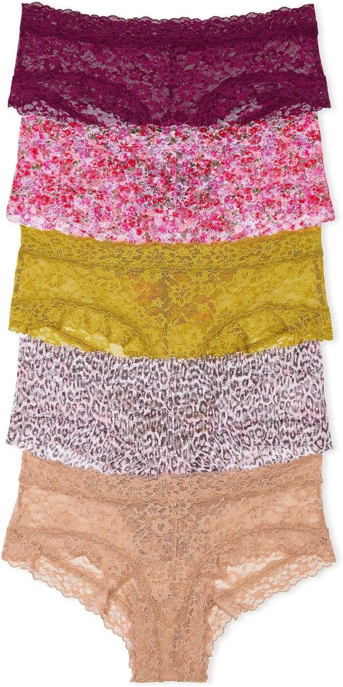 Victoria’s Secret Women’s Lace Cheeky Underwear, Minimal Coverage Panties for Women, Multi Pack (XS-XXL)