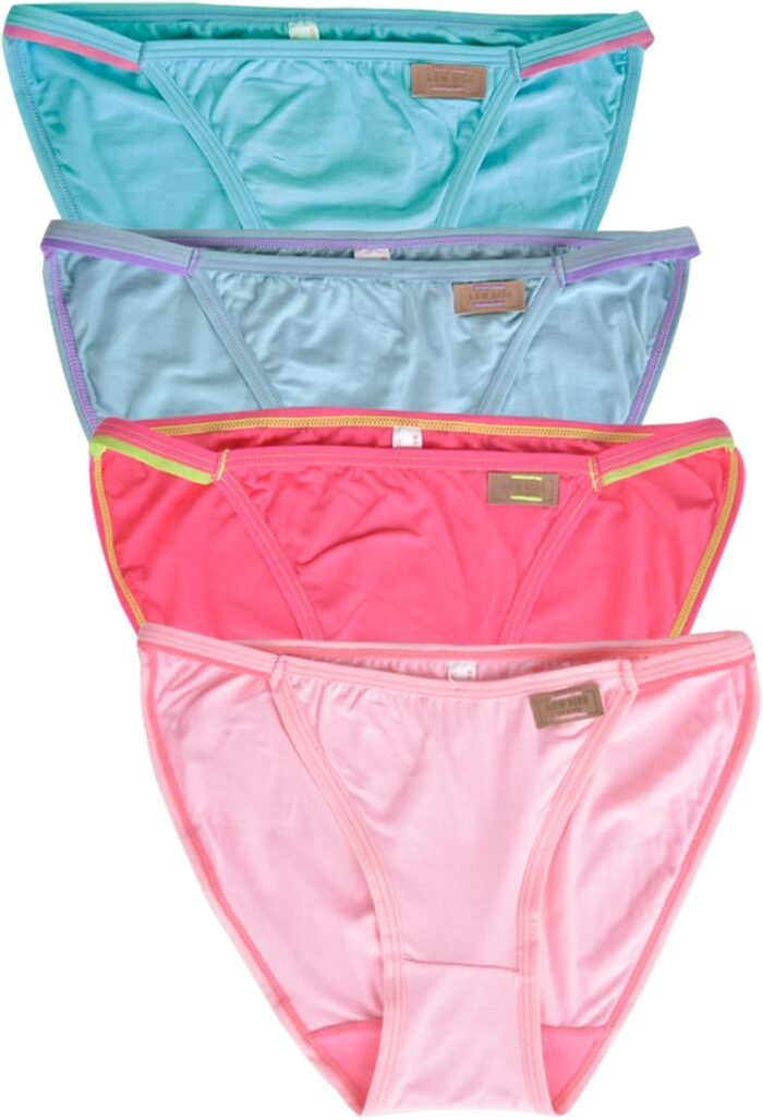 Buankoxy String Bikini Underwear for Women Stretchy Low Rise Hipster Panties Ladies Sexy Cheeky Underwear 4 Pack