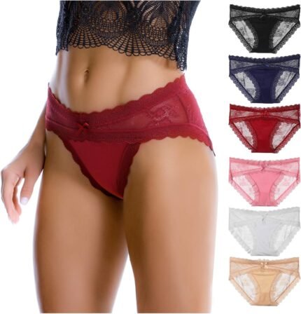 LEVAO Women Lace Underwear Sexy Breathable Hipster Panties Stretch Seamless Bikini Briefs Multipack LEVAO Women Lace Underwear Sexy Breathable Hipster Panties Stretch Seamless Bikini Briefs Multipack