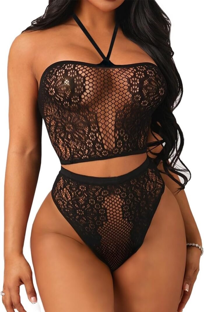 Buitifo Womens Lingerie Set Fishnet BabyDoll Bodysuit Two Piece Nightwear