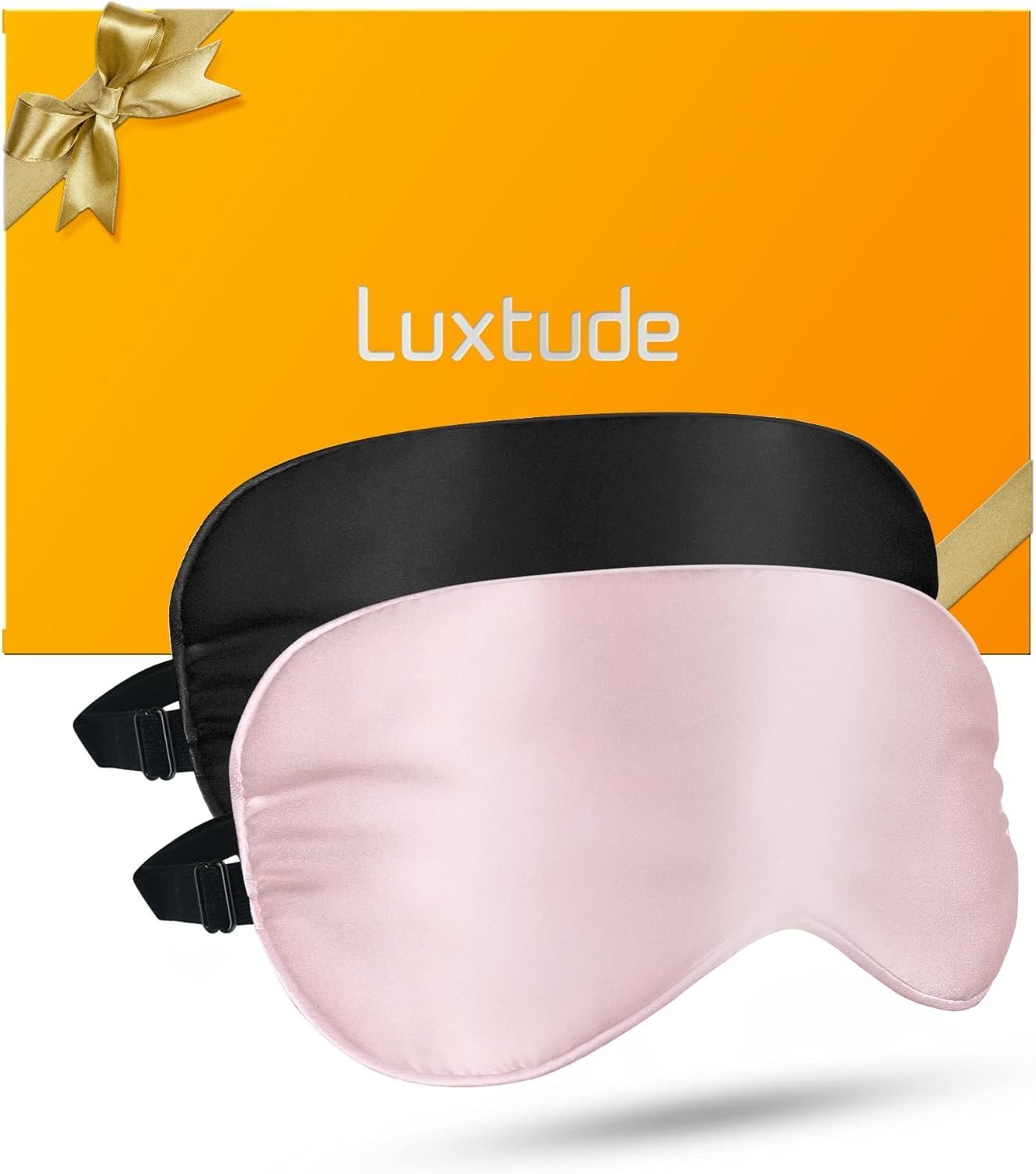 Luxtude Silk Sleep Mask 1OO% Mulberry, Silk Eye Mask for Sleeping Blackout, Satin Sleep Masks for Women Men, Blindfold Night Eye Masks Eye Covers for Travel, 2 Pack