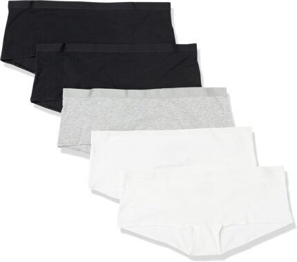 Amazon Essentials Women’s Cotton Boyshort Underwear (Available in Plus Size), Pack of 5