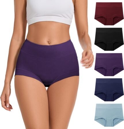 5 Pack Womens Cotton High Waisted Full Coverage Underwear(Regular & Plus Size) 5 Pack Womens Cotton High Waisted Full Coverage Underwear(Regular & Plus Size)