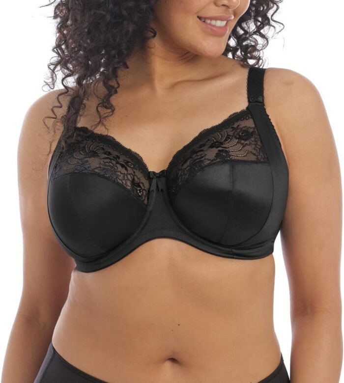 Elomi Women’s Morgan Banded Comfort & Support. Three-Section Cup, Side Frame, Stretch Lace. Solid Color Dd+ Bras