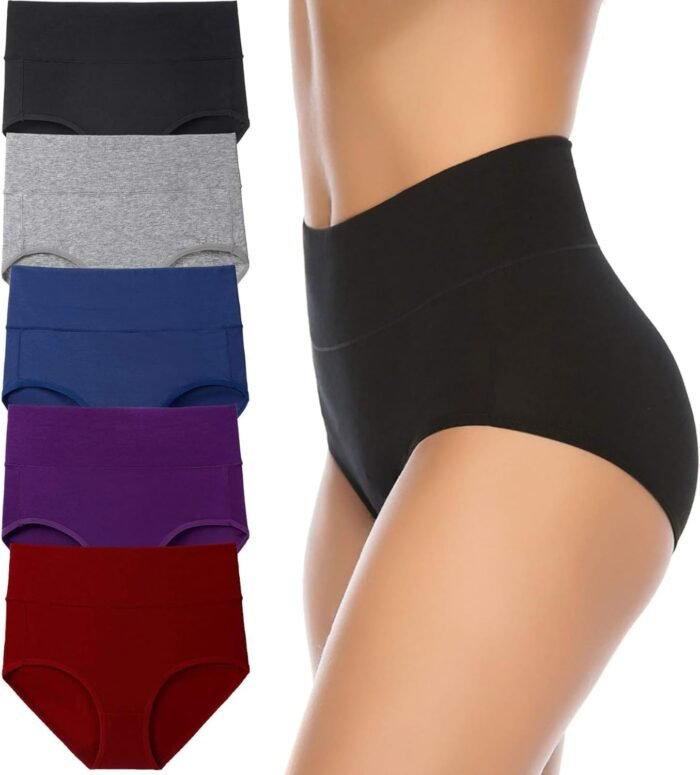 Annenmy Women’s High Waist Cotton Underwear Soft Brief Panties Regular and Plus Size
