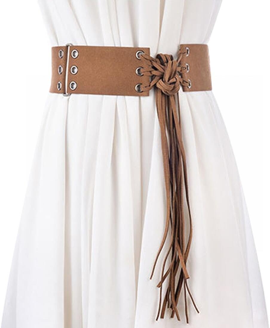 Vintage Fringed Knotted Belt Bohemia Wide Tassel Waist Bands for Women