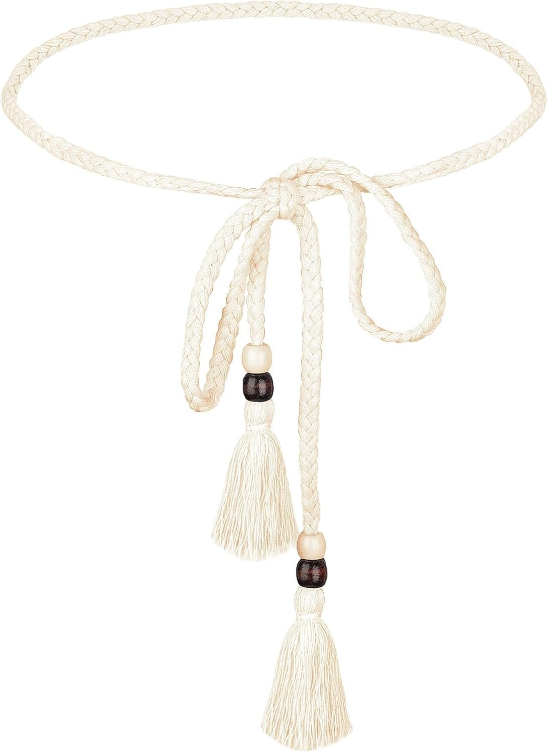 Women’s Braided Knotted Waist Belt, 1Pcs Skinny Waist Belt Boho Rope Chain Tie Waistband Thin Tassel Dress Belt for Women Girls Dress Skirt Women’s Braided Knotted Waist Belt, 1Pcs Skinny Waist Belt Boho Rope Chain Tie Waistband Thin Tassel Dress Belt for Women Girls Dress Skirt