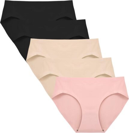FallSweet No Show Underwear for Women Seamless High Cut Briefs Mid-waist Soft No Panty Lines,Pack of 5 FallSweet No Show Underwear for Women Seamless High Cut Briefs Mid-waist Soft No Panty Lines,Pack of 5