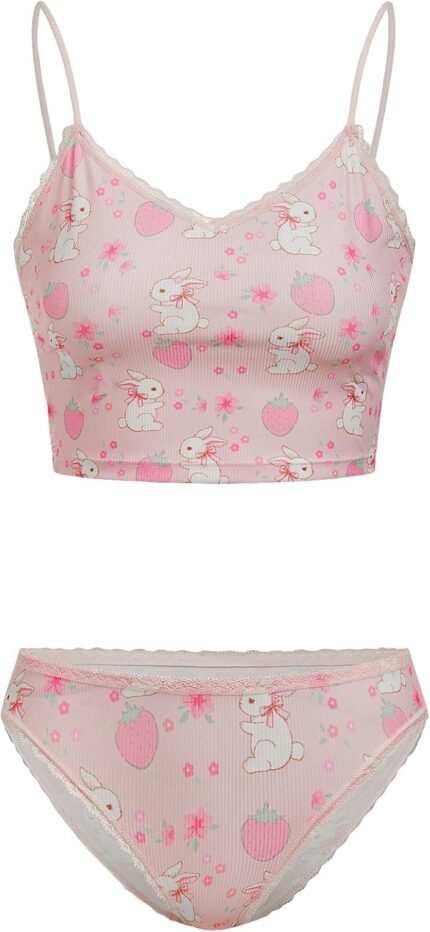 SweatyRocks Women’s 2 Piece Lingerie Set Cute Graphic Bralettes and Panty Underwear Sets SweatyRocks Women’s 2 Piece Lingerie Set Cute Graphic Bralettes and Panty Underwear Sets