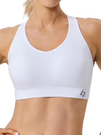 FITTIN Racerback Sports Bras for Women – Padded Seamless High Impact Support for Yoga Gym Workout Fitness