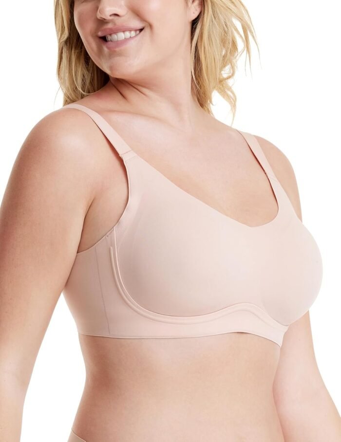 Seamless Bra Wireless with Support B-G Cups for Women, Lightly Lined Zero Gravity Sculpt Classic Everyday Bra EB064