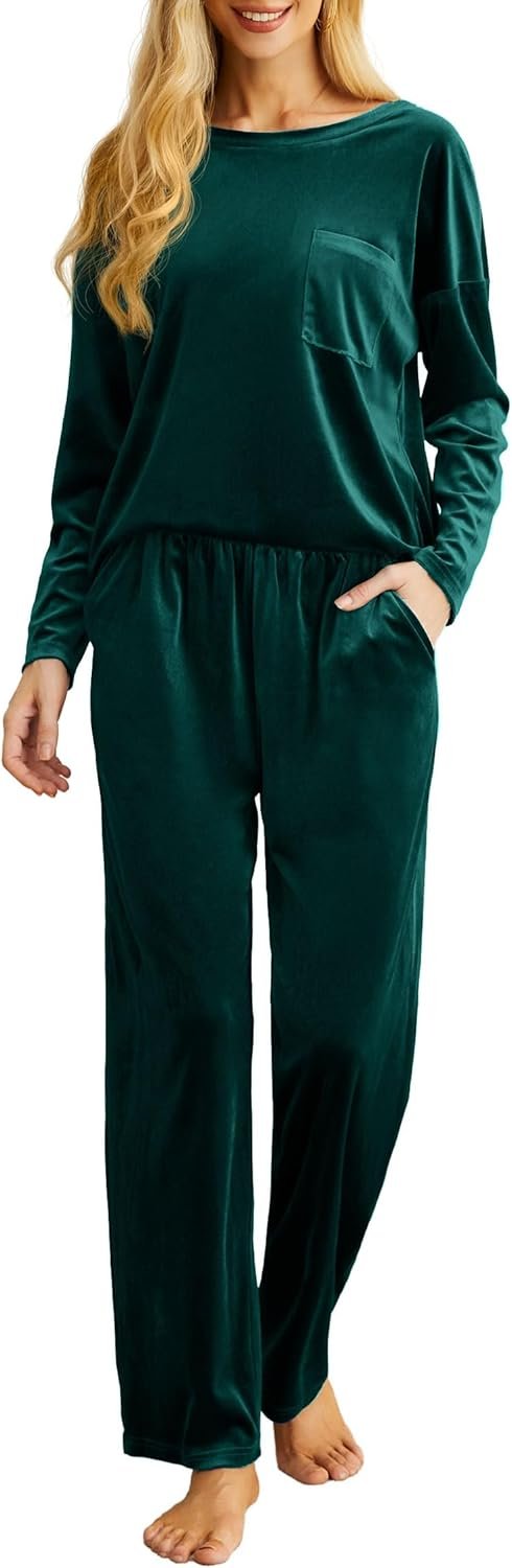 PrinStory 2024 Pajama Sets for Women Velvet Sleepwear 2 Piece Lounge Sets Soft Pjs Loungewear with Pockets PrinStory 2024 Pajama Sets for Women Velvet Sleepwear 2 Piece Lounge Sets Soft Pjs Loungewear with Pockets