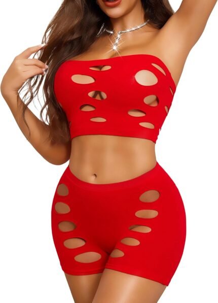 RSLOVE Sexy Fishnet Lingerie for Women – Sexy Nighty Cutout Lingerie Set Womens Mesh 2 Piece Babydoll See Through Outfits RSLOVE Sexy Fishnet Lingerie for Women – Sexy Nighty Cutout Lingerie Set Womens Mesh 2 Piece Babydoll See Through Outfits
