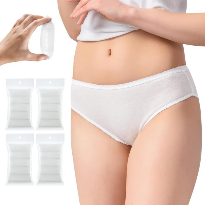 20/10/5 Pack Women’s Disposable 100% Cotton Underwear Ladies Briefs Panties for Travel Hotel Spa Hospital Stays Emergencies