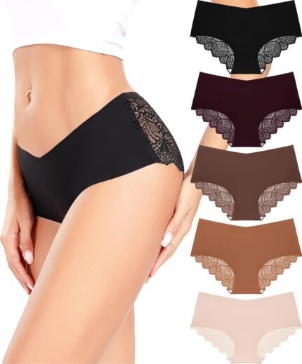 Altheanray Sexy Underwear for Womens Seamless Underwear Lace Cheeky Panties No Show Bikini Panty Soft Hipster