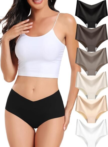 Women’s Seamless No-Show Bikini Underwear Comfortable Stretch Invisible Hipster Panties for Everyday Wear 6PACK Women’s Seamless No-Show Bikini Underwear Comfortable Stretch Invisible Hipster Panties for Everyday Wear 6PACK