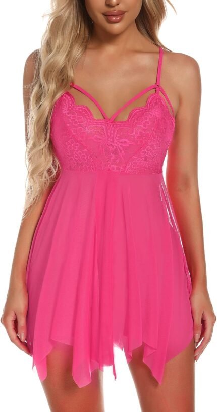 Giorzio Women Lingerie Lace Babydoll Strap Chemise Teddy V Neck Sleepwear Giorzio Women Lingerie Lace Babydoll Strap Chemise Teddy V Neck Sleepwear
