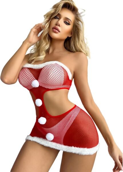 Christmas Lingerie for Women Sexy 2 Piece Lingerie Set Costume Outfits Hot Teddy Babydoll Santa for Sex Naughty Red