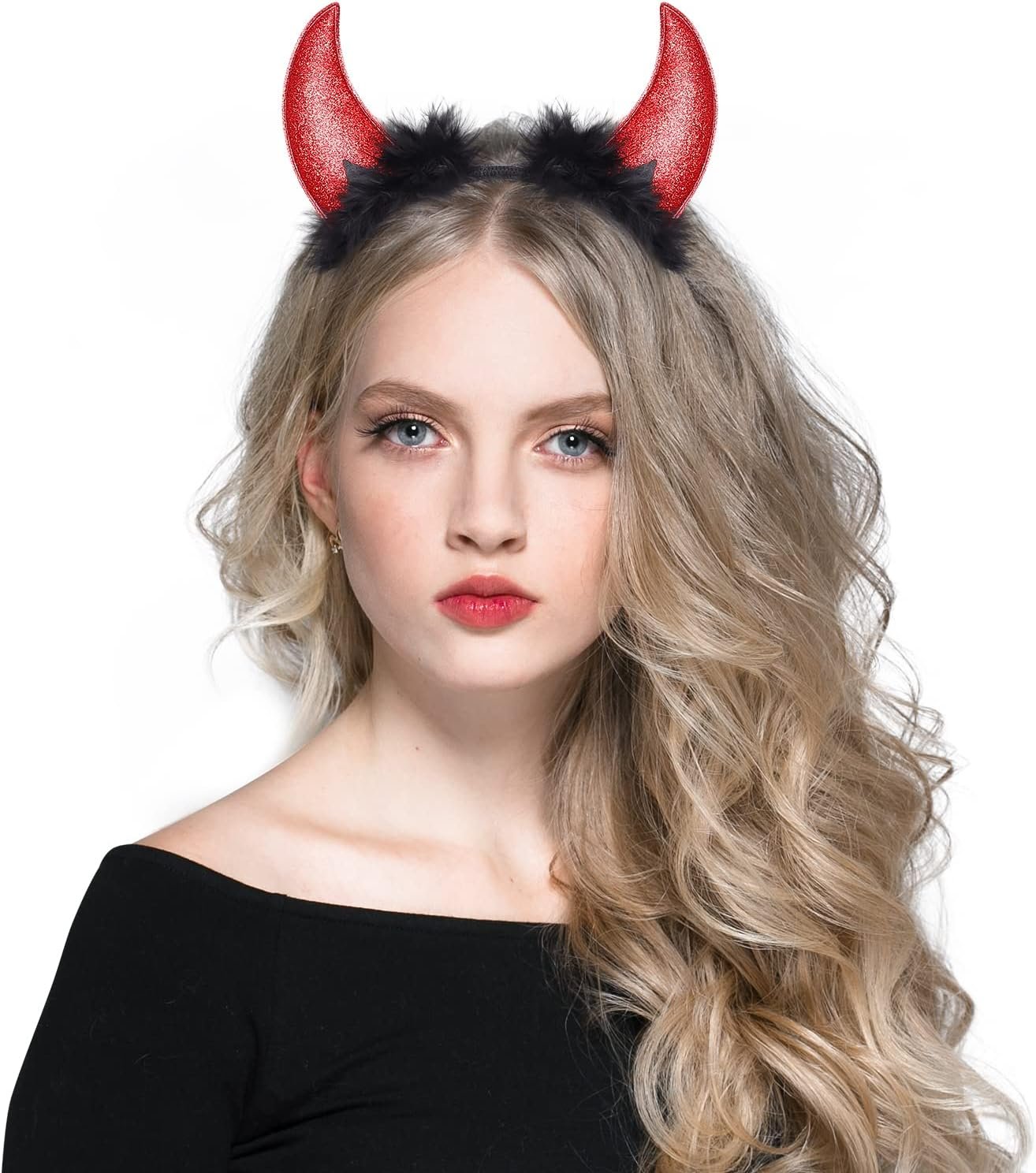 Devil’s Horns Hairband Halloween Costume for Women Men Girls Demon Headbands for Cosplay Birthday Party Performance