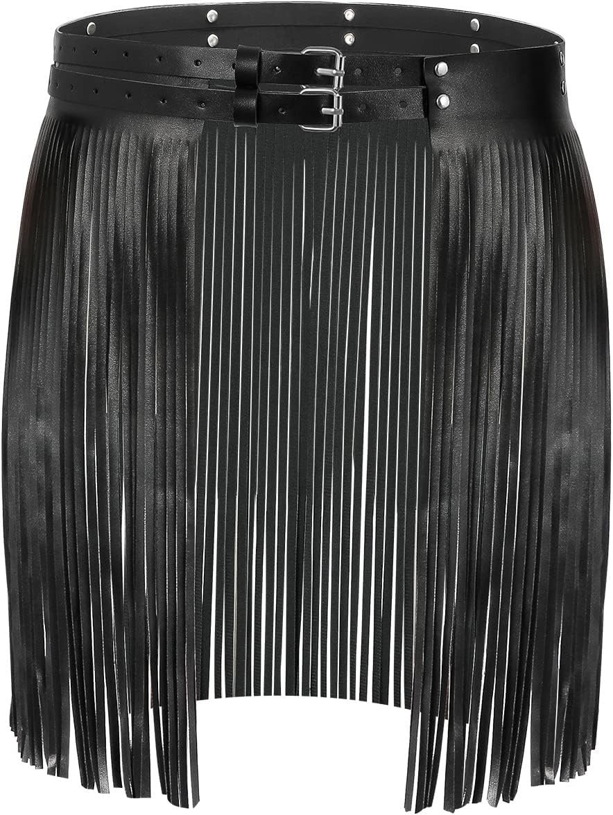 JASGOOD Wide Tassel Waist Belt for Women Fringe Black PU Leather Gypsy Style Belt for Ladies Christmas Outfit JASGOOD Wide Tassel Waist Belt for Women Fringe Black PU Leather Gypsy Style Belt for Ladies Christmas Outfit