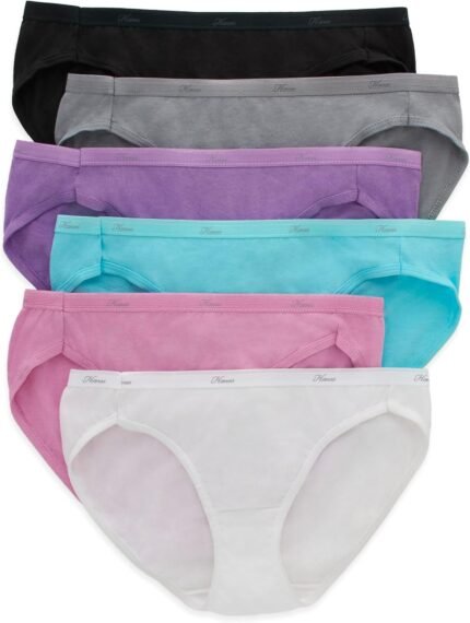 Hanes Women’s Bikini Underwear Pack, Moisture-wicking Cotton Bikini Panties, 6-pack (Colors May Vary)