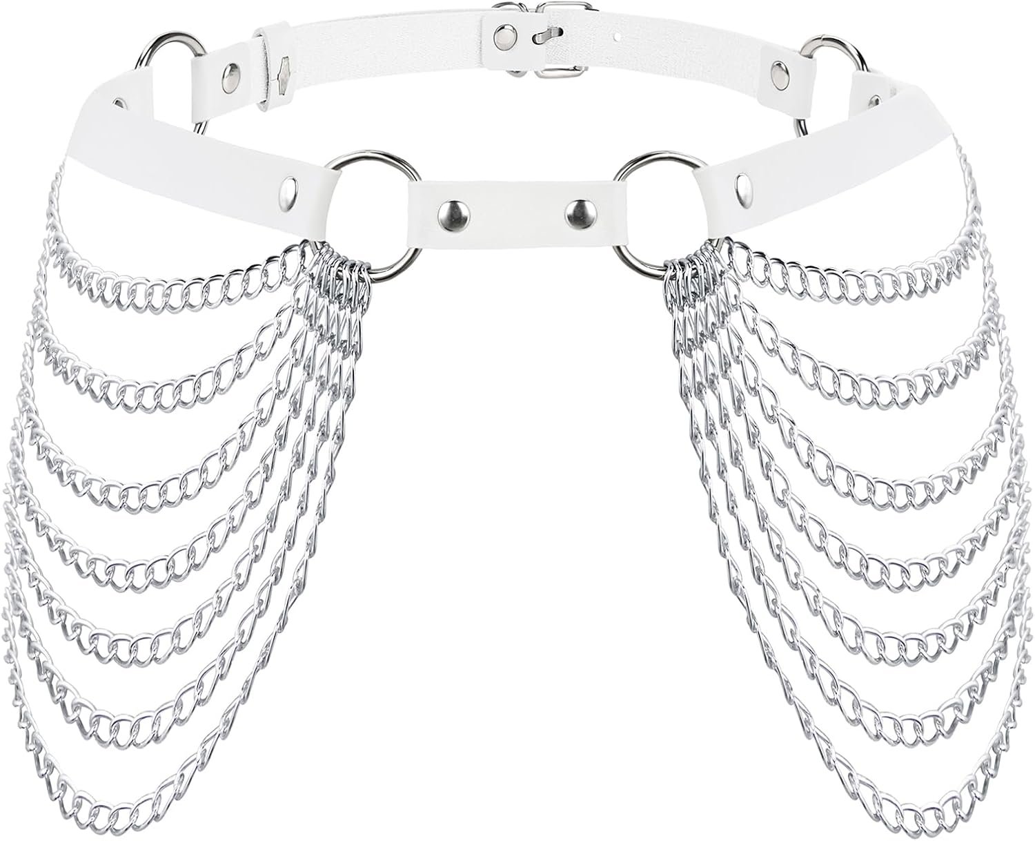 Zando Punk Waist Chain Belt Fashion PU Leather Sexy Body Harness Goth Jewelry Rave Accessories for Women Girls Y2K Belt