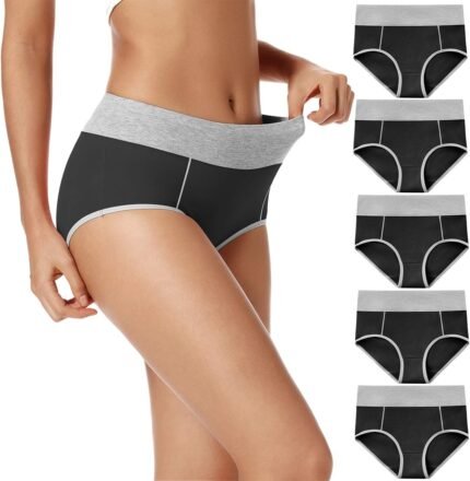 POKARLA Womens Cotton Underwear High Waist Full Coverage Briefs Soft Breathable Postpartum Panties Stretch Underpants