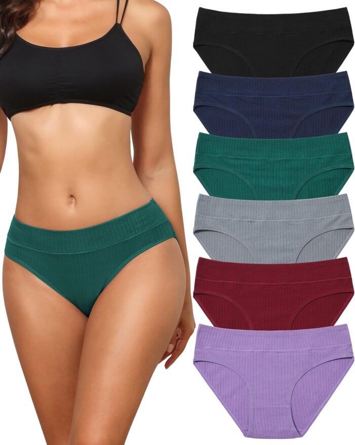 6 pack Cotton Hipster Underwear For Women Cheeky Bikini Panties Breathable Stretchy Soft S-XXL