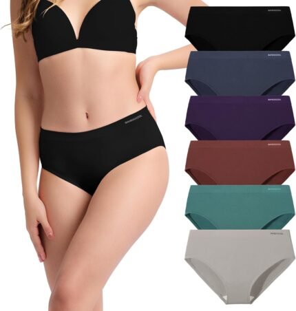 Women’s Underwear Bamboo Bikini Panties Moisture-Wicking Hipter Seamless Stretchy Briefs Breathable Underwear 6-pack