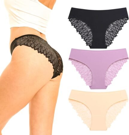 Cameway Women Sexy Lace Underwear Silky Seamless No Show Panties Ladies Bikini Lightweight Cheeky Hipster Cameway Women Sexy Lace Underwear Silky Seamless No Show Panties Ladies Bikini Lightweight Cheeky Hipster