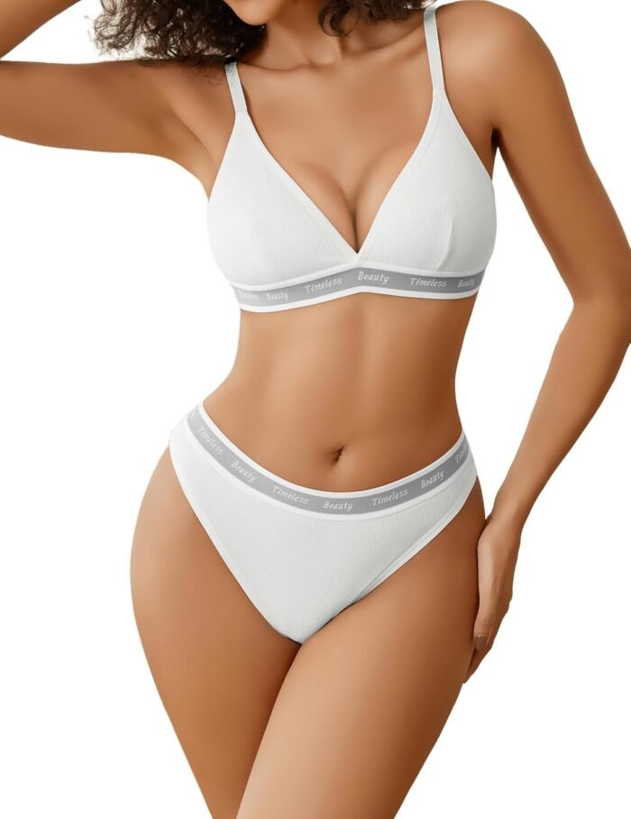 Avidlove Womens Lingerie Contrast Matching Workout Sports Bra and Panty Set 2 Piece Yoga Gym Bralette and Thong