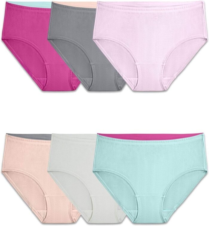 Fruit of the Loom Women’s Breathable Underwear, Moisture Wicking Keeps You Cool & Comfortable, Available in Plus Size