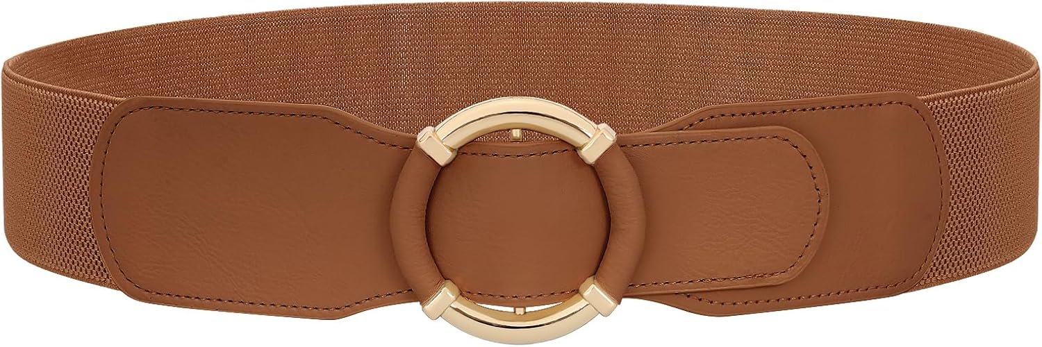 JASGOOD Women Wide Waist Belt Stretchy Elastic Vintage Belts for Dress Ladies Belt with Circle Buckle JASGOOD Women Wide Waist Belt Stretchy Elastic Vintage Belts for Dress Ladies Belt with Circle Buckle