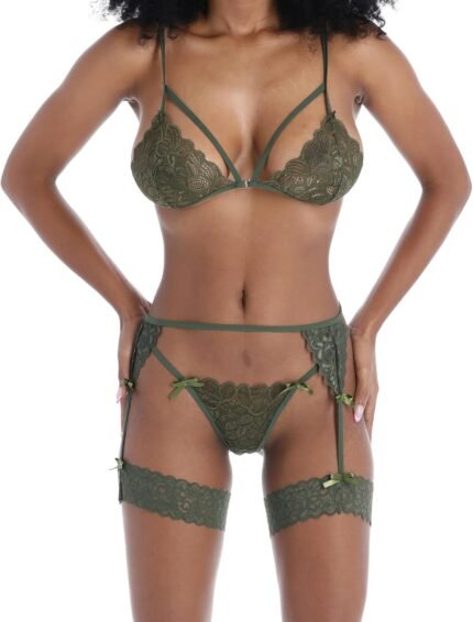 Sexy Lingerie for Women | Conjunto de Lenceria Sexy para Mujer | 3 Piece Lace Garter Lingerie Set Sexy Lingerie for Women | Conjunto de Lenceria Sexy para Mujer | 3 Piece Lace Garter Lingerie Set