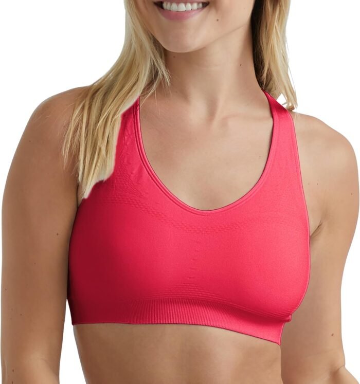 Hanes Women’s Sports Bra, Seamless Racerback Sports Bra, Moderate Support, Moisture-Wicking, 1 or 3 Pack