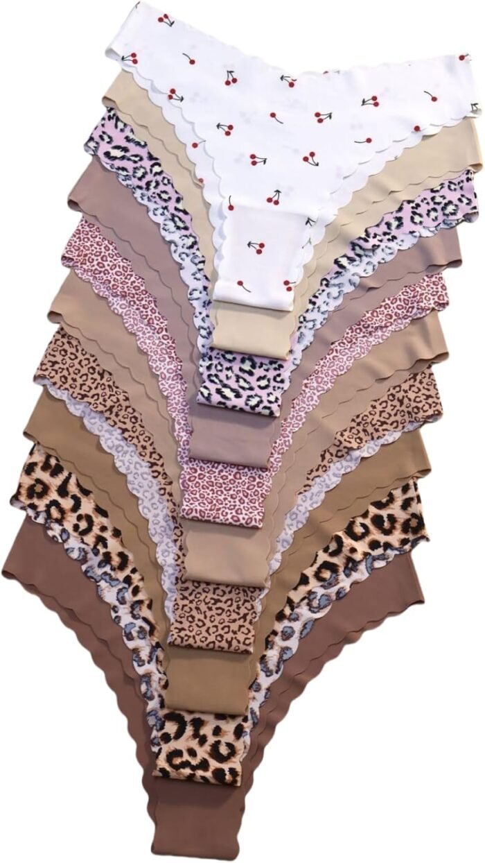 10 pcs- Seamless Women’s Leopard Print Panties Breathable Murad Colours Solid Triangle Panties