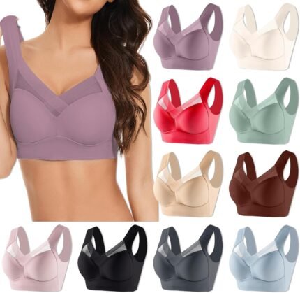 Zenchic Bras for Women Comfortable Push Up Wireless Posture Correcting Bra for Seniors Plus Size Soft Everyday Bra