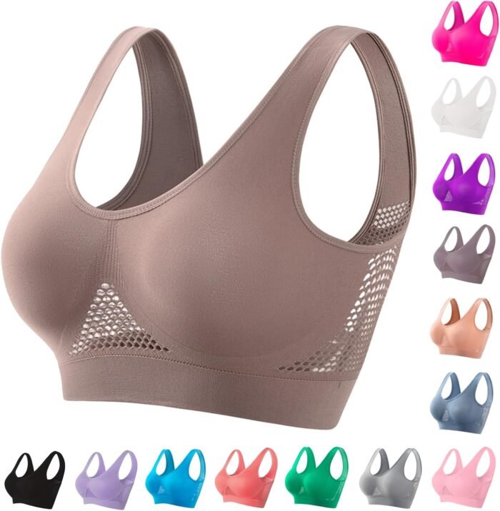 Breathable Anti-Sagging Breasts Sports Bras for Women Cooling Comfort Wireless Bra Breathable Lift Up Air Bra