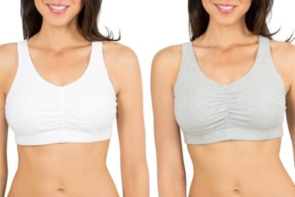 Fruit of the Loom Women’s Shirred Front Sport Bra With Removable Pads, 2-Pack