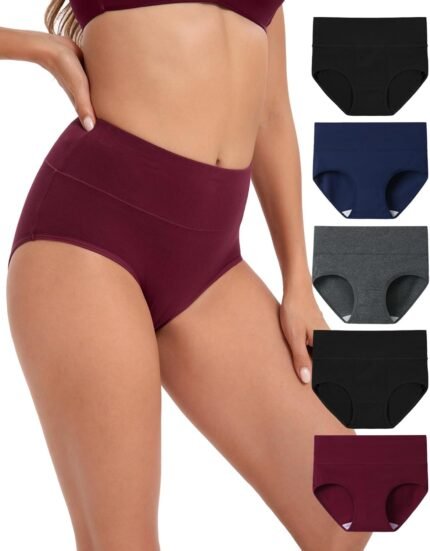 INNERSY Women’s Underwear Cotton Briefs High Waisted Breathable Panties 5 Pack INNERSY Women’s Underwear Cotton Briefs High Waisted Breathable Panties 5 Pack