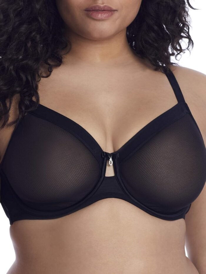 Curvy Couture Women’s Sheer Mesh Full Coverage Unlined Underwire Bra
