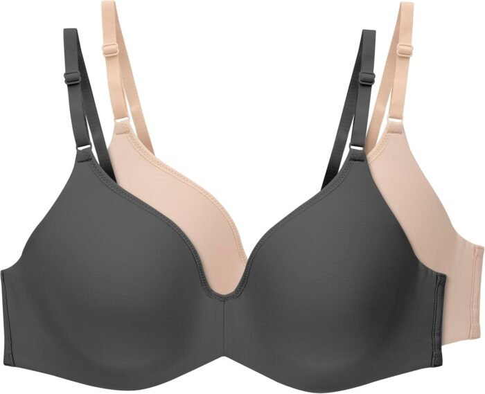 Hanes Women’s Invisible Look Underwire Adjustable T-Shirt Bra (2 Pack)